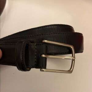 Calvin Klein Black Leather Belt with Silver Buckle #455